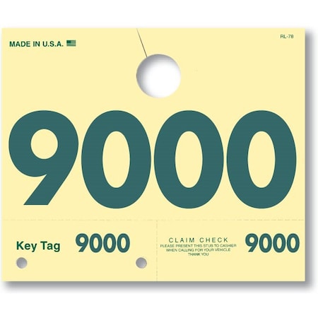 Car Dealer Depot Service Dispatch Numbers, Hang Tags, 4 Digit, Rl-78: 9000-9999 Pk 219